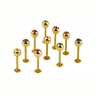 Gold plated labret with stone